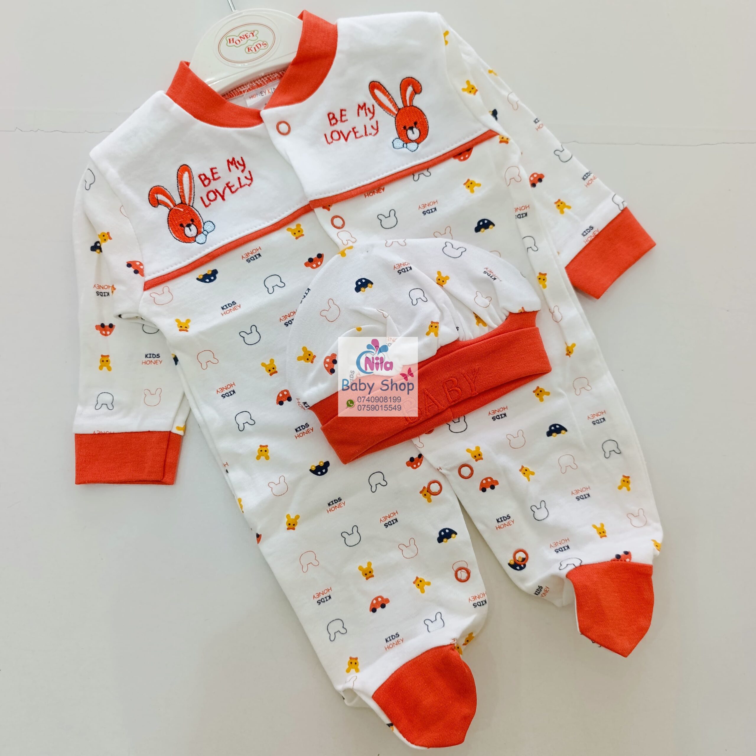 Newborn Baby 2PC Receiving Set Romper + Hat - Image 4