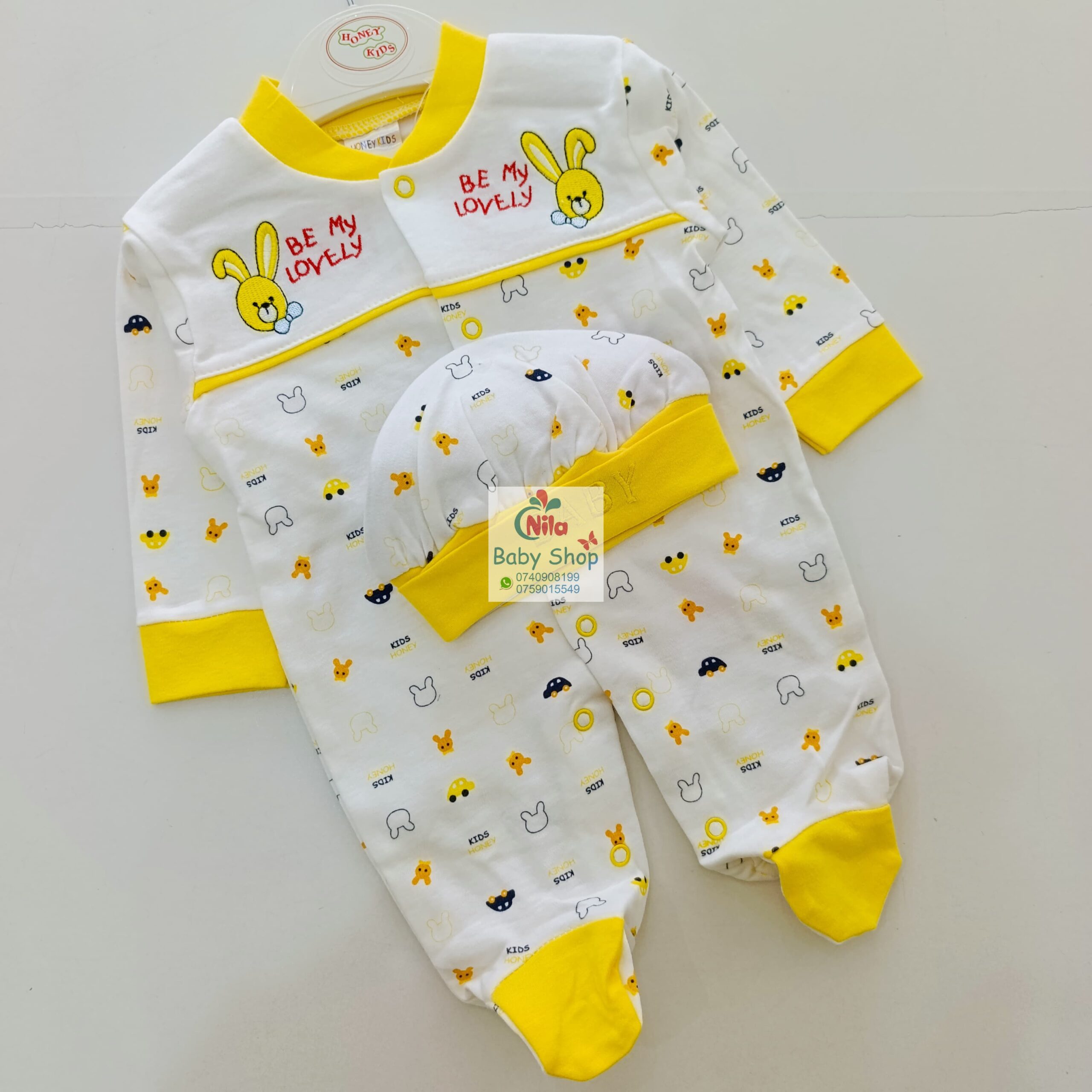 Newborn Baby 2PC Receiving Set Romper + Hat - Image 5