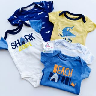 5 Pieces Multicolored Short-Sleeve Newborn Baby Boy Bodysuits