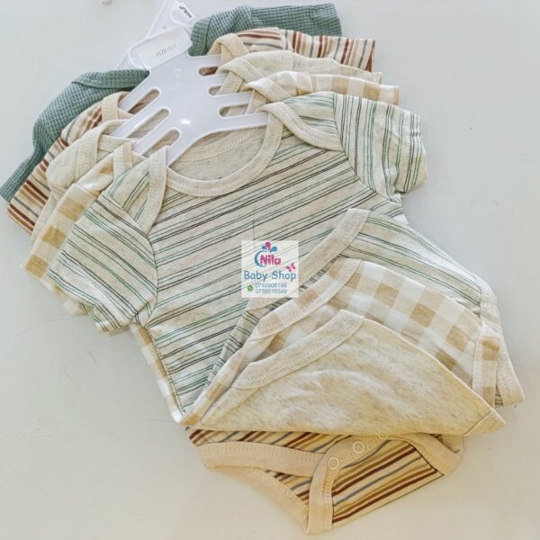 5 Pieces Multicolored Short-Sleeve Newborn Baby Boy Bodysuits - Image 28