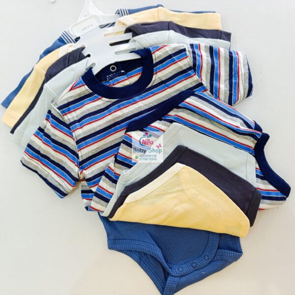 5 Pieces Multicolored Short-Sleeve Newborn Baby Boy Bodysuits - Image 27