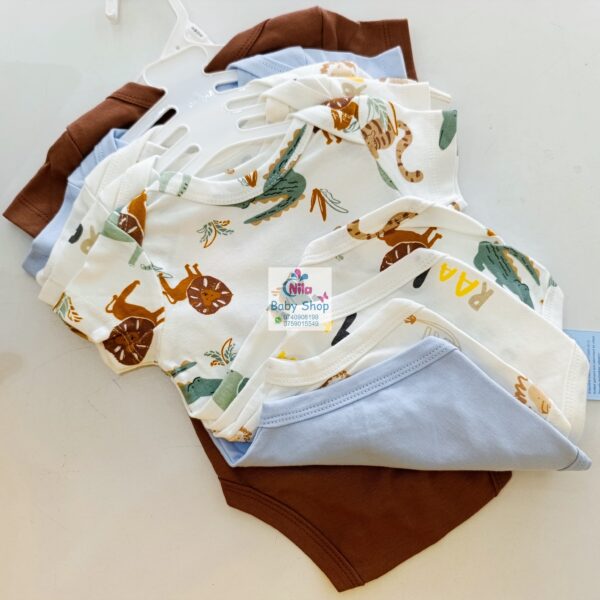 5 Pieces Multicolored Short-Sleeve Newborn Baby Boy Bodysuits