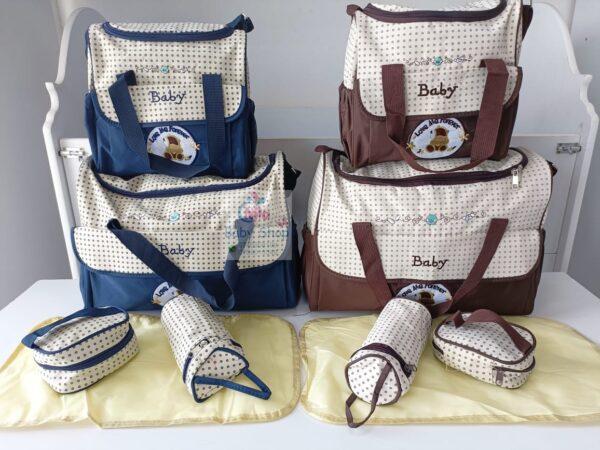 5PCS Dot Collections Diaper Bag Set Hospital Maternity W/ Baby