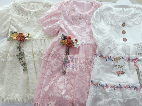 Cute Short Sleeve Baby Girl Cotton Lace Dress