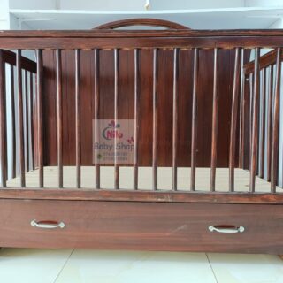 Brown Modern Newborn Baby Crib with Drawer