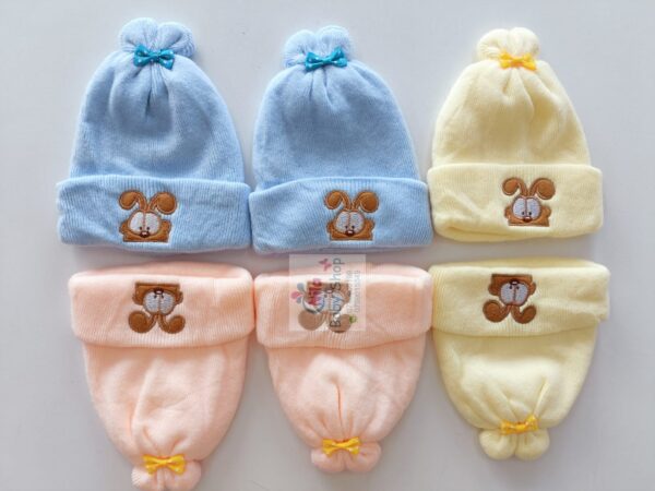 Cartoon Print Cozy Knitted Newborn Hats