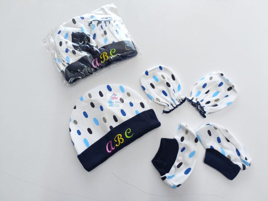 Cotton Newborn Baby Caps, Mittens, and Boots (3 Pack)