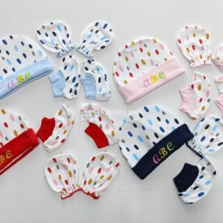 Cotton Newborn Baby Caps, Mittens, and Boots (3 Pack)