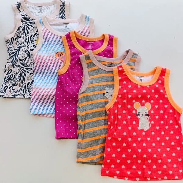 5pcs Pure Cotton Animated Newborn Baby Girl Vest - Image 7