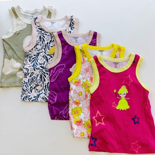5pcs Pure Cotton Animated Newborn Baby Girl Vest - Image 8