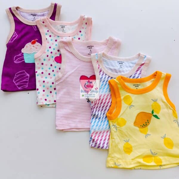 5pcs Pure Cotton Animated Newborn Baby Girl Vest