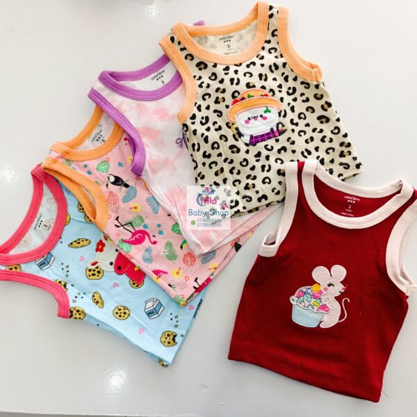 5pcs Pure Cotton Animated Newborn Baby Girl Vest - Image 6