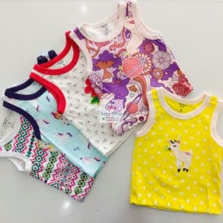 5pcs Pure Cotton Animated Newborn Baby Girl Vest