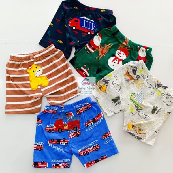 Cartoon Themed Trendy Baby Boy Shorts 5pcs - Image 8