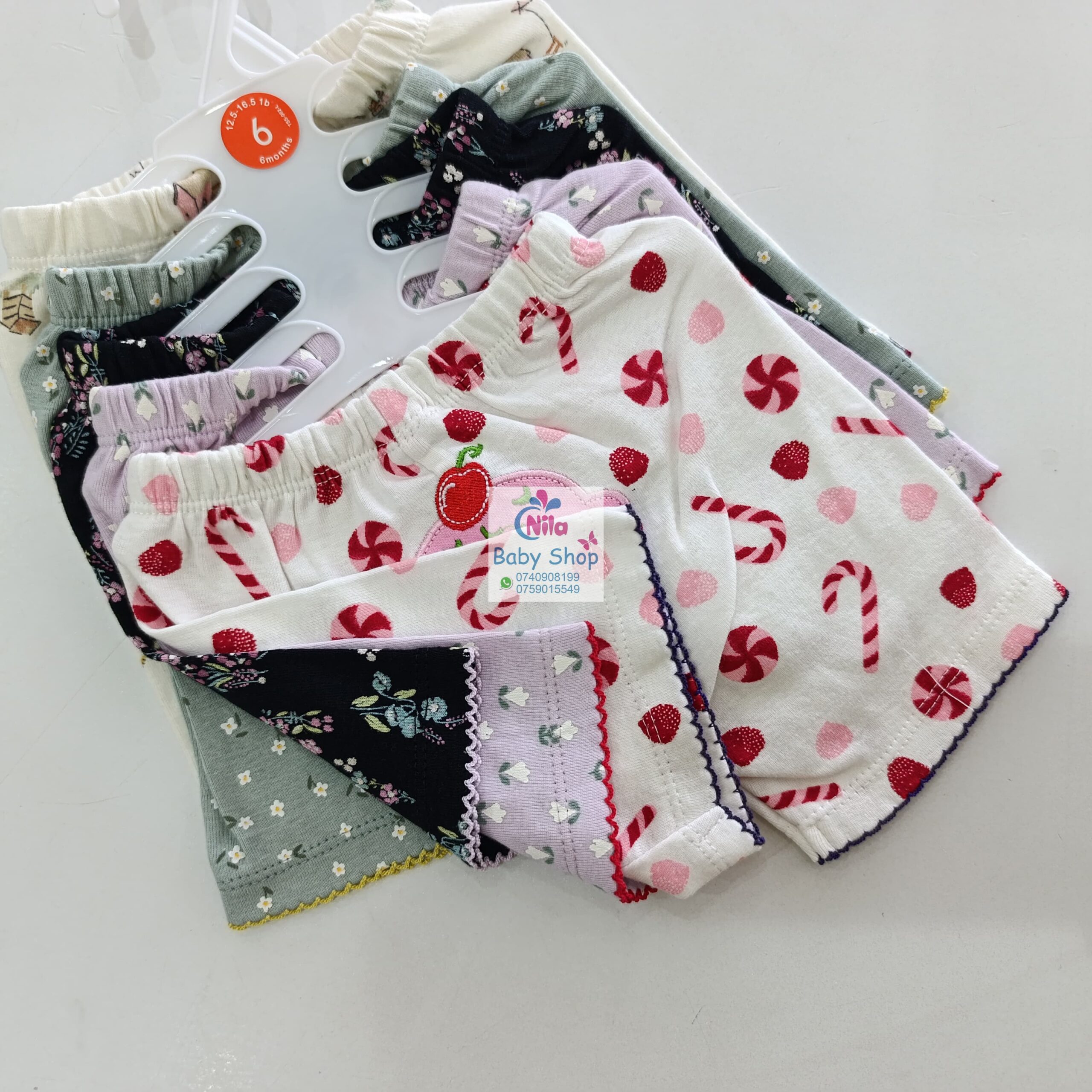 Baby Girls 5-Piece Cotton Pants Set - Image 3