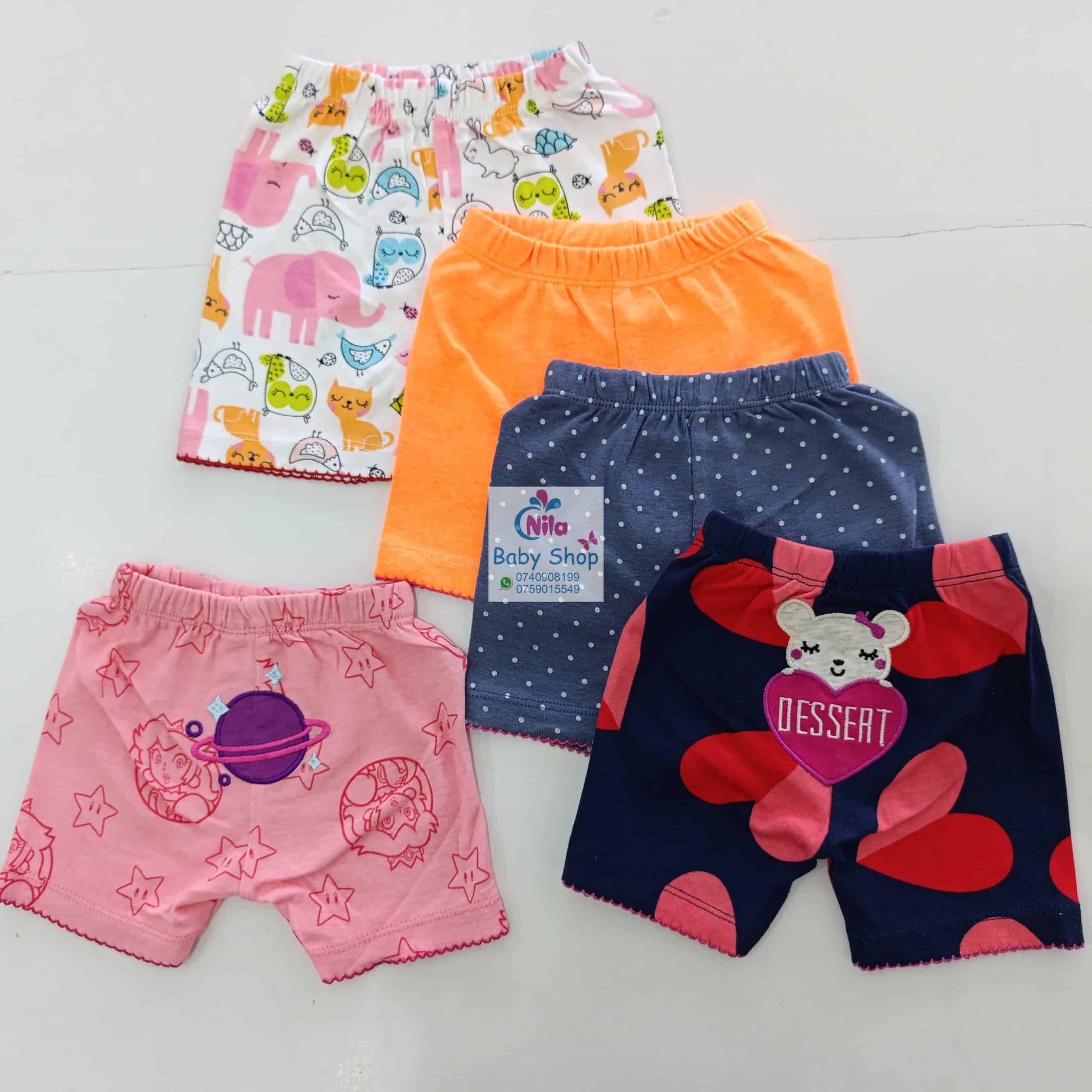 Baby Girls 5-Piece Cotton Pants Set