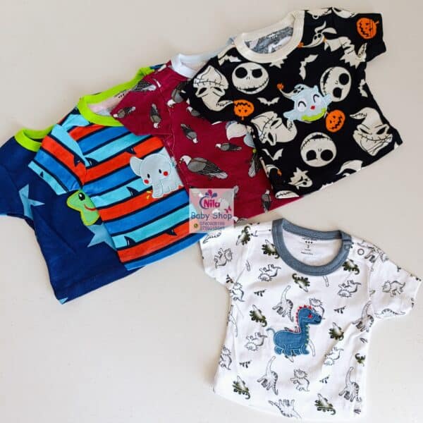 Newborn Baby Boy Soft Multicolor Cotton T-Shirts 5Pcs