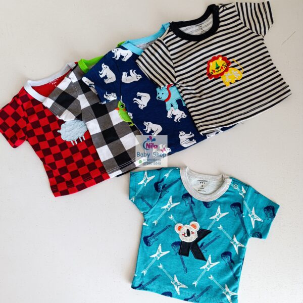 Newborn Baby Boy Soft Multicolor Cotton T-Shirts 5Pcs - Image 12