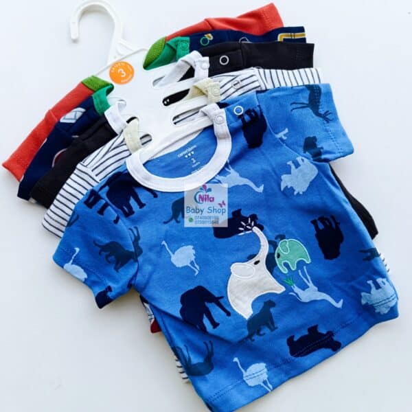 Newborn Baby Boy Soft Multicolor Cotton T-Shirts 5Pcs