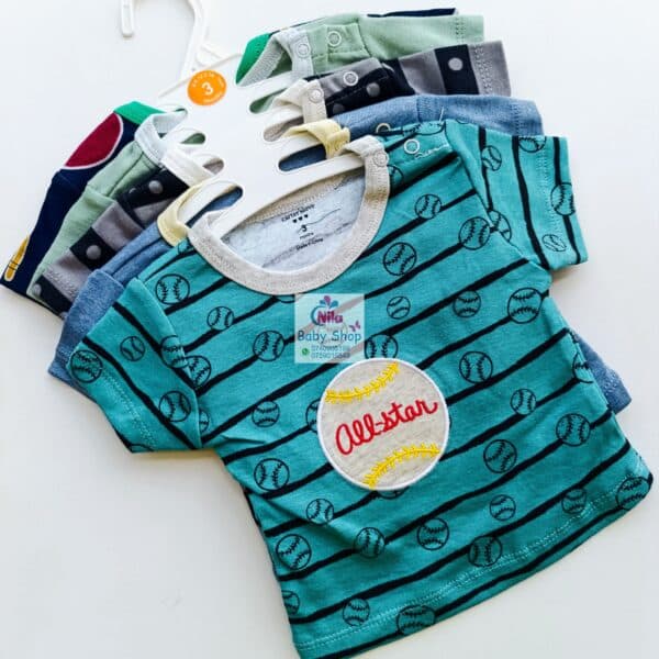 Newborn Baby Boy Soft Multicolor Cotton T-Shirts 5Pcs - Image 11
