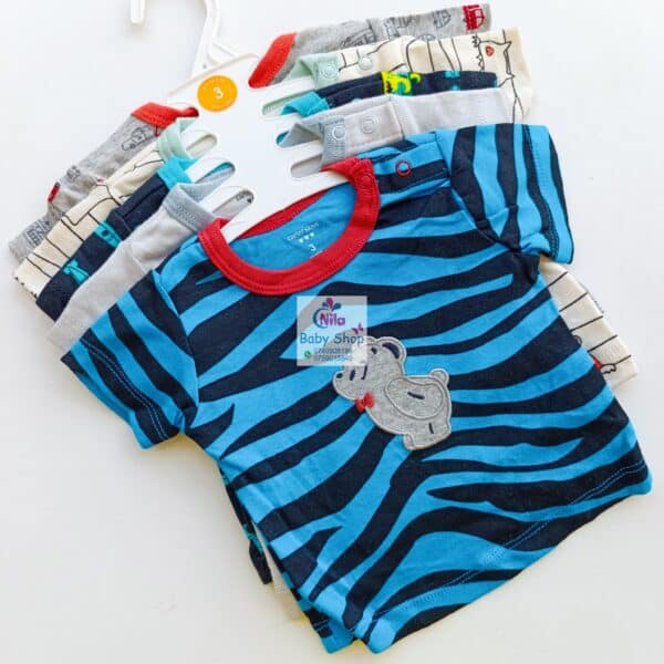 Newborn Baby Boy Soft Multicolor Cotton T-Shirts 5Pcs - Image 8