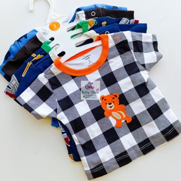 Newborn Baby Boy Soft Multicolor Cotton T-Shirts 5Pcs - Image 9