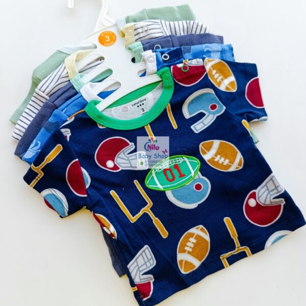 Newborn Baby Boy Soft Multicolor Cotton T-Shirts 5Pcs - Image 7