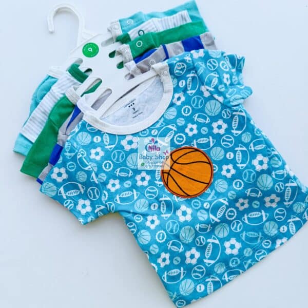 Newborn Baby Boy Soft Multicolor Cotton T-Shirts 5Pcs - Image 5