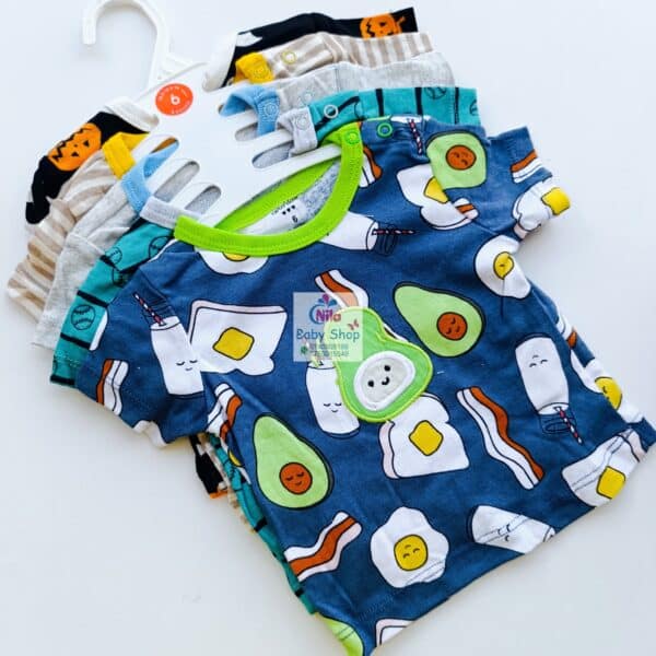 Newborn Baby Boy Soft Multicolor Cotton T-Shirts 5Pcs - Image 4