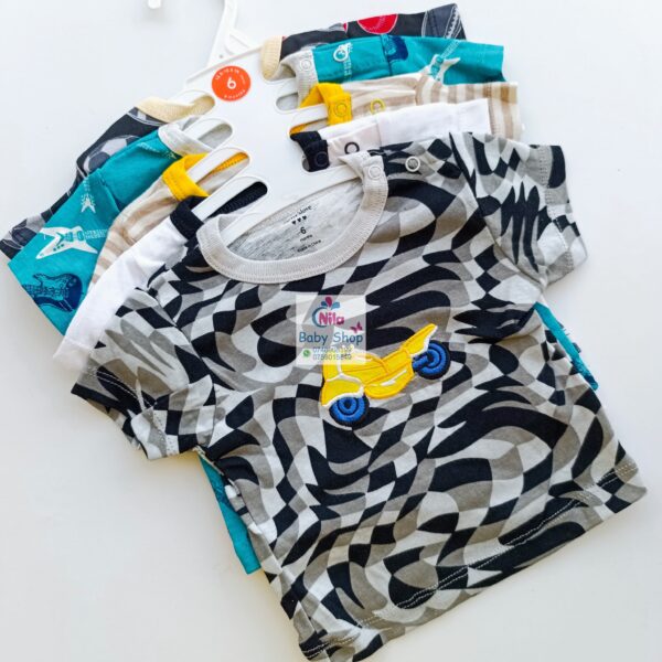 Newborn Baby Boy Soft Multicolor Cotton T-Shirts 5Pcs - Image 3