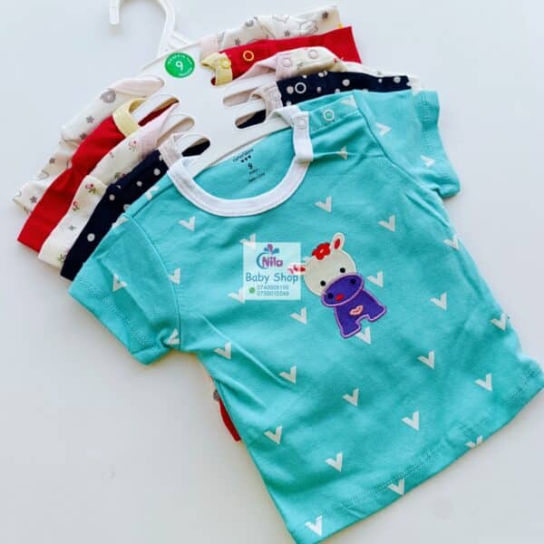Newborn Baby Boy Soft Multicolor Cotton T-Shirts 5Pcs - Image 2