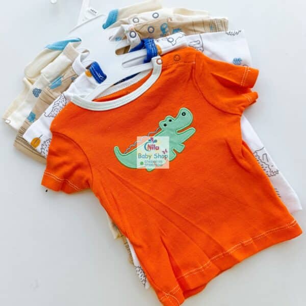 Newborn Baby Boy Soft Multicolor Cotton T-Shirts 5Pcs - Image 14