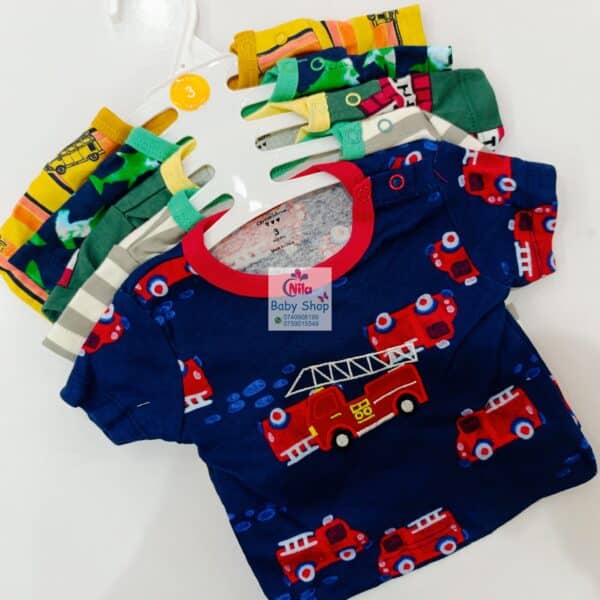 Newborn Baby Boy Soft Multicolor Cotton T-Shirts 5Pcs - Image 7