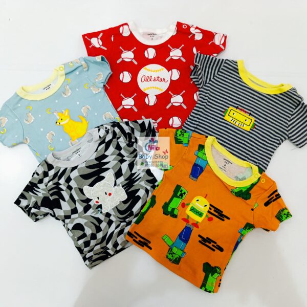 Newborn Baby Boy Soft Multicolor Cotton T-Shirts 5Pcs - Image 6