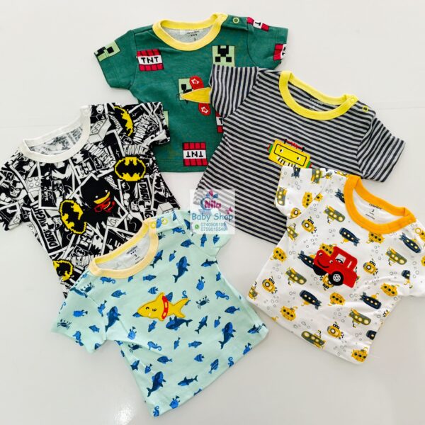 Newborn Baby Boy Soft Multicolor Cotton T-Shirts 5Pcs - Image 6