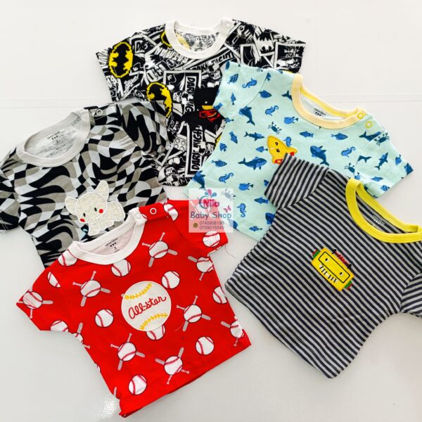 Newborn Baby Boy Soft Multicolor Cotton T-Shirts 5Pcs - Image 3
