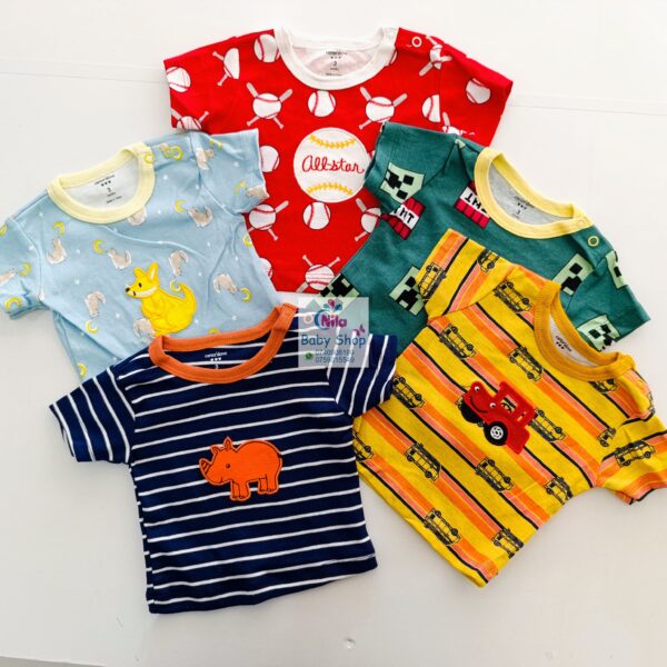 Newborn Baby Boy Soft Multicolor Cotton T-Shirts 5Pcs - Image 2