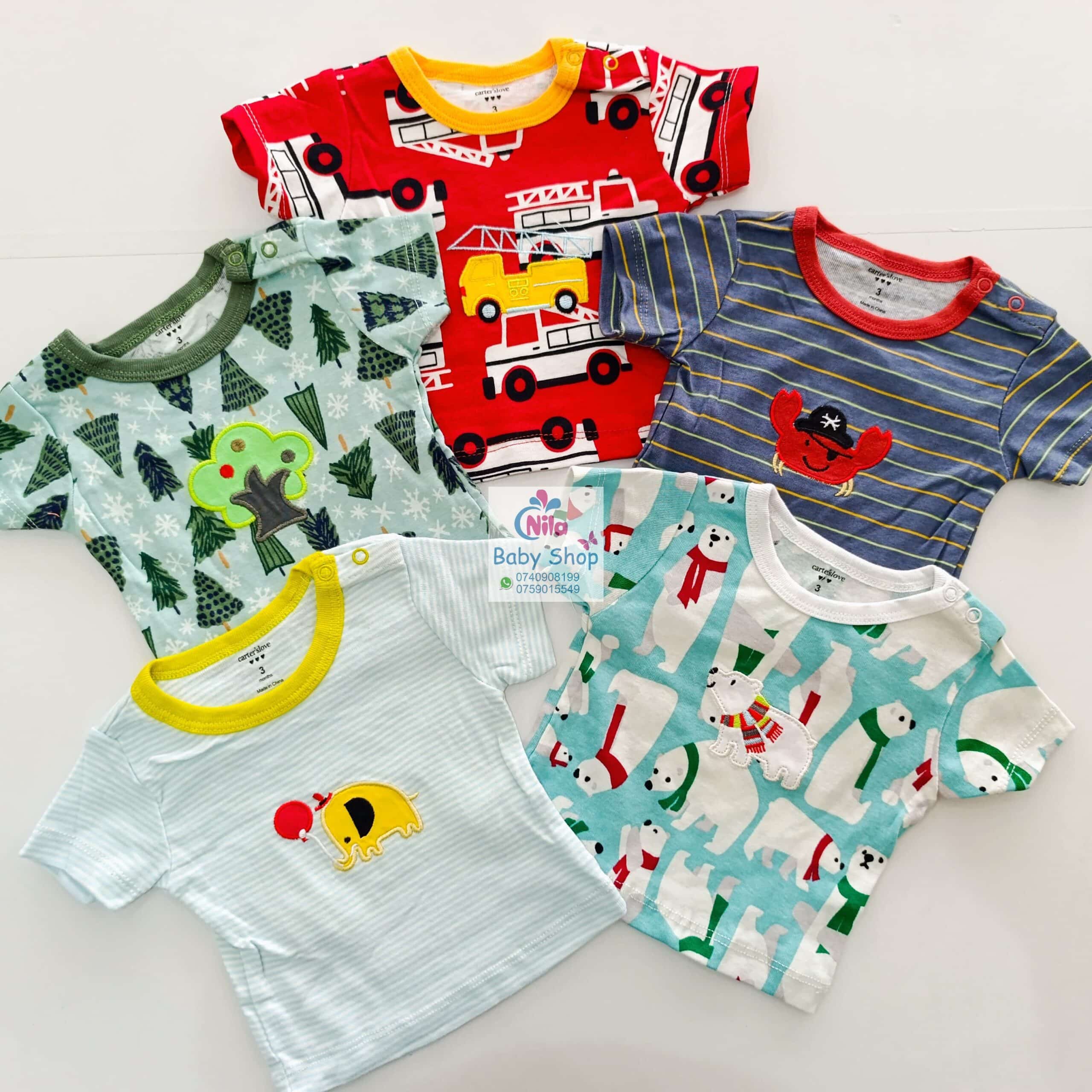 Newborn Baby Boy Soft Multicolor Cotton T-Shirts 5Pcs - Image 12