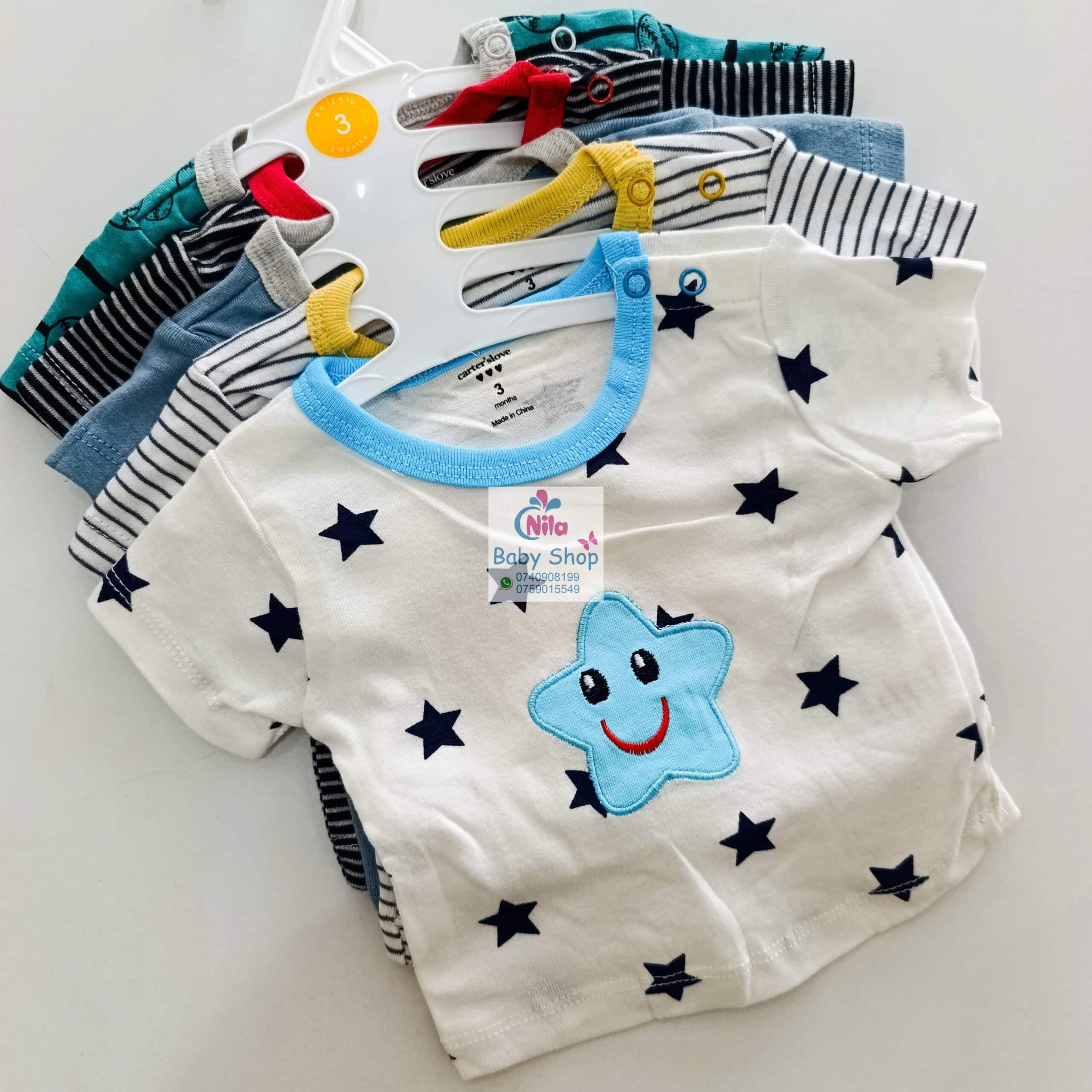 Newborn Baby Boy Soft Multicolor Cotton T-Shirts 5Pcs - Image 6