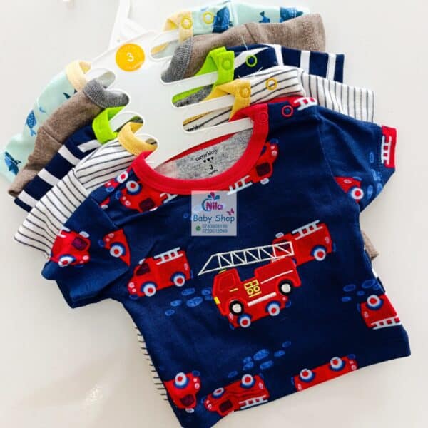 Newborn Baby Boy Soft Multicolor Cotton T-Shirts 5Pcs - Image 5