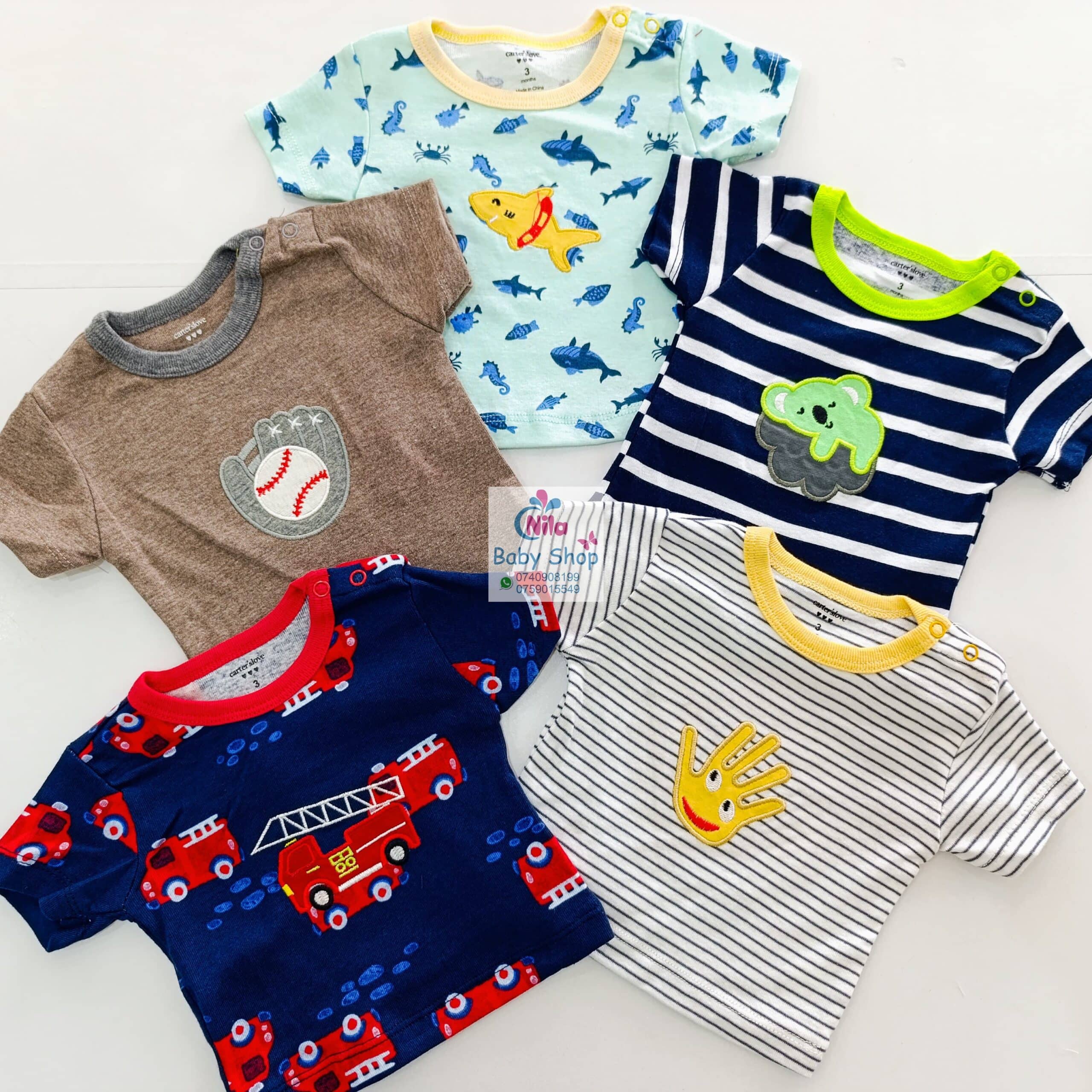 Newborn Baby Boy Soft Multicolor Cotton T-Shirts 5Pcs - Image 4