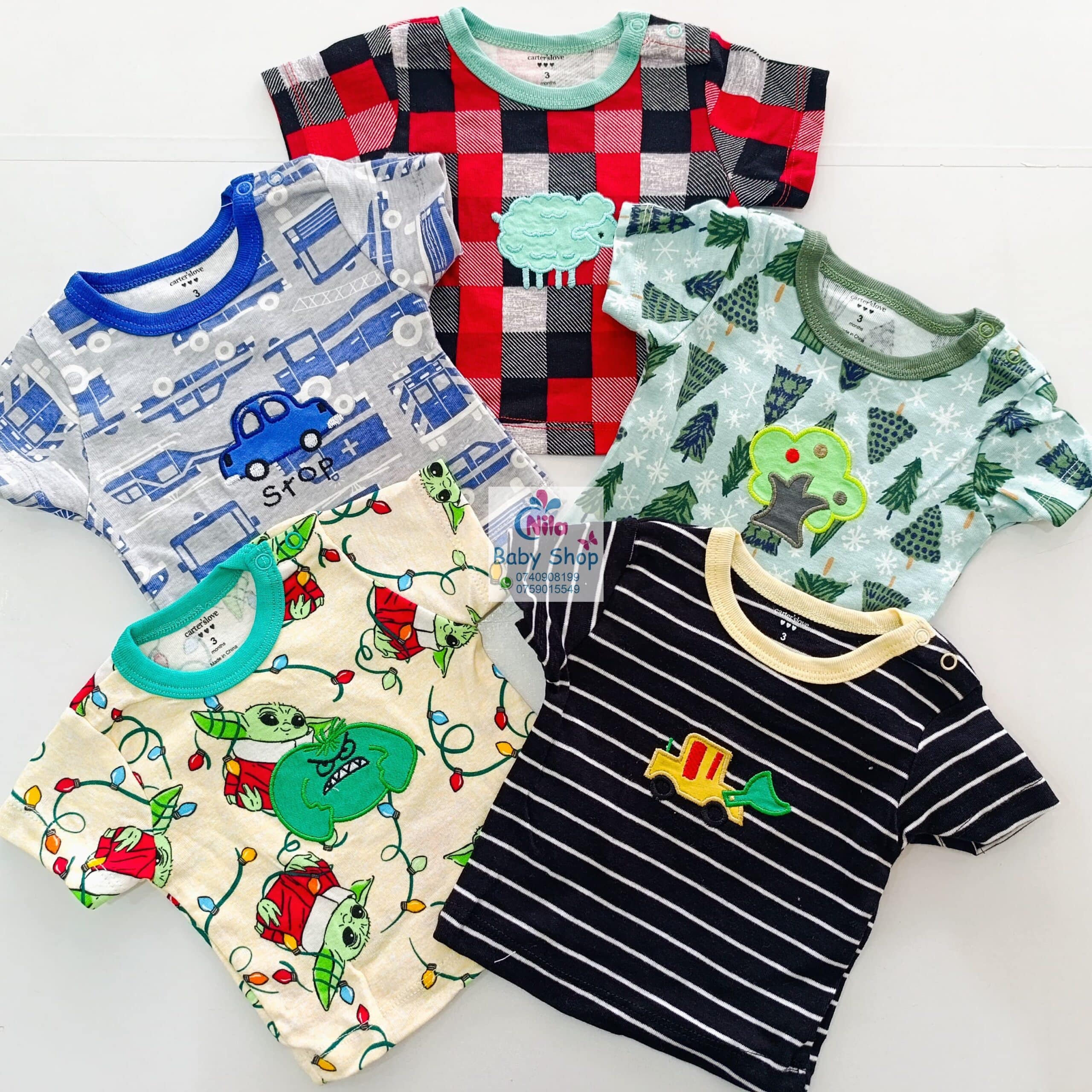 Newborn Baby Boy Soft Multicolor Cotton T-Shirts 5Pcs - Image 3