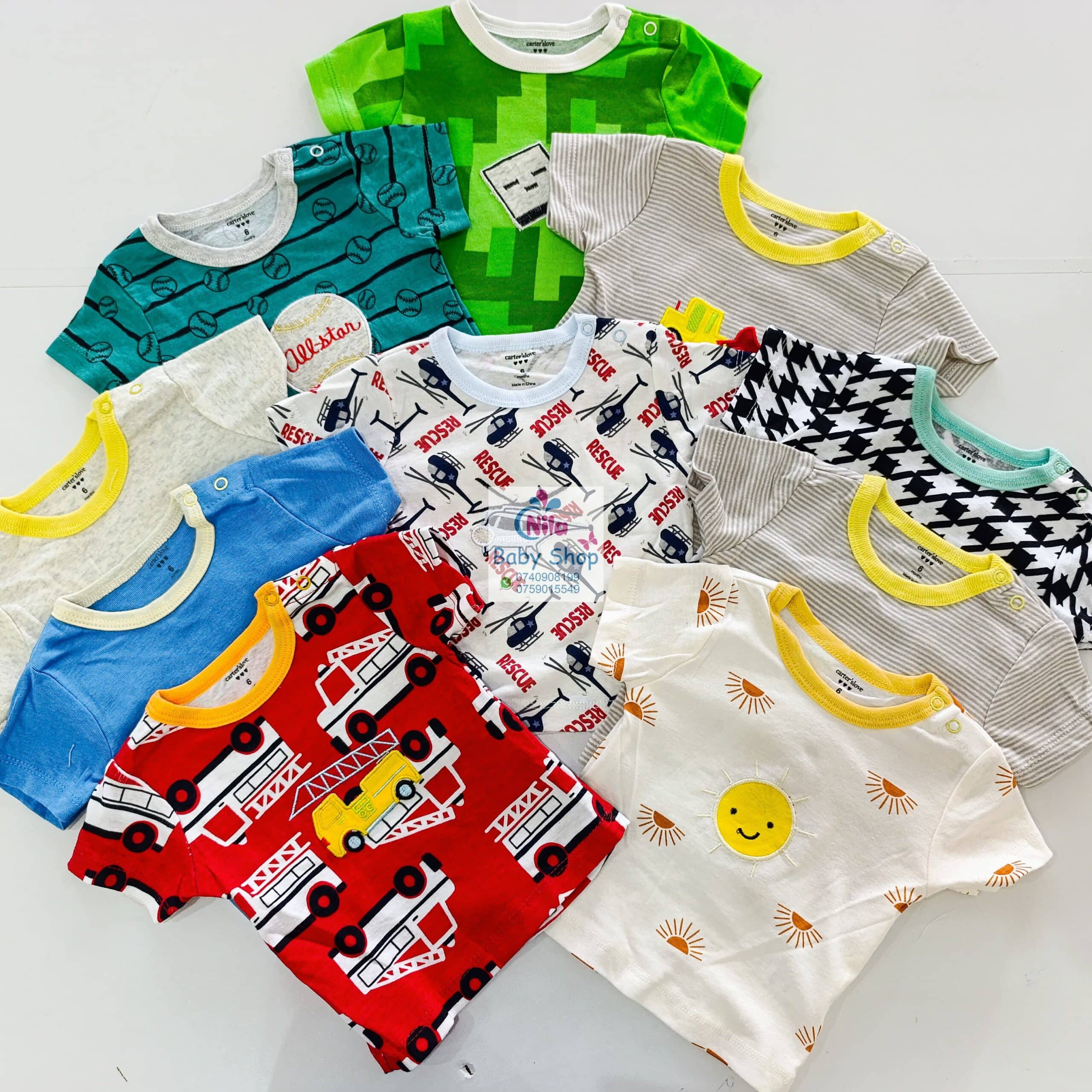 Newborn Baby Boy Soft Multicolor Cotton T-Shirts 5Pcs - Image 15