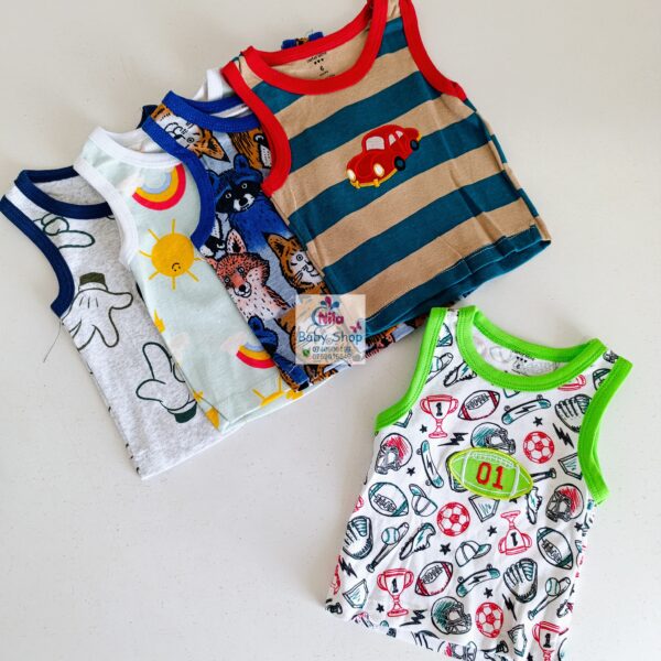 5PCS Trendy Soft Cotton Newborn Baby Boy Vest - Image 6