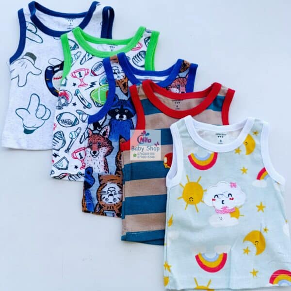 5PCS Trendy Soft Cotton Newborn Baby Boy Vest - Image 4