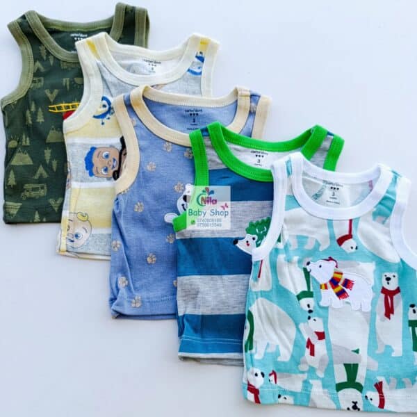 5PCS Trendy Soft Cotton Newborn Baby Boy Vest - Image 2