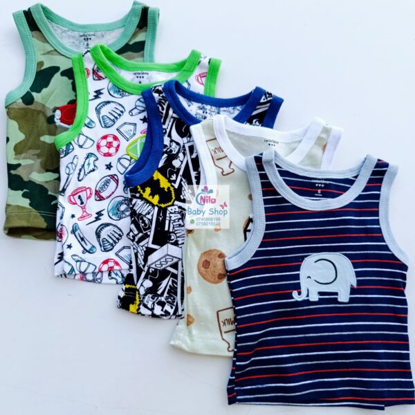 5PCS Trendy Soft Cotton Newborn Baby Boy Vest