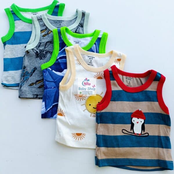 5PCS Trendy Soft Cotton Newborn Baby Boy Vest - Image 6