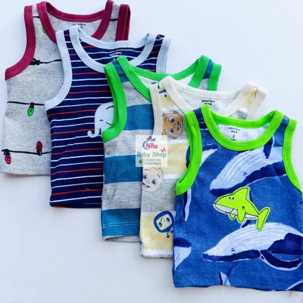 5PCS Trendy Soft Cotton Newborn Baby Boy Vest - Image 5