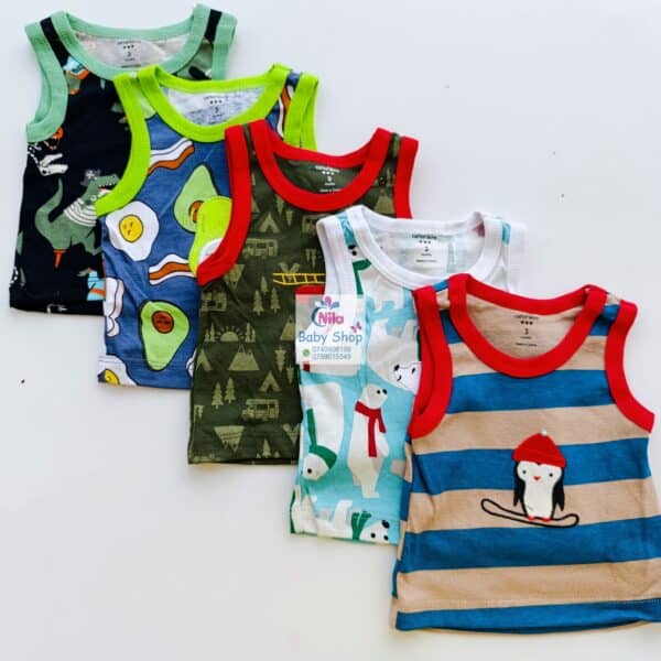 5PCS Trendy Soft Cotton Newborn Baby Boy Vest - Image 8